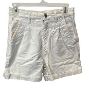 Bill Blass White Pleated Rolled Cuff‎ High Waisted Shorts Women's Size 8